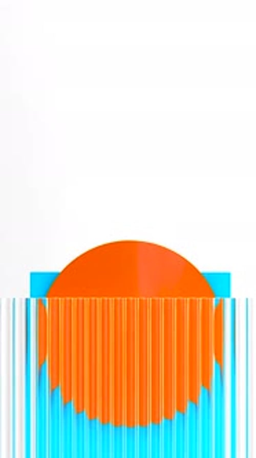 Refraction of Moving Circle and Rectangle in Glass Abstract Background with Distortion of Colorful