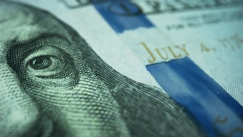 US National Paper Currency. Closeup New 100 Dollars. American Cash Money. Dolly