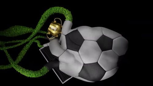 Animated Football Grenade with Burning Fuse and Golden Trophy