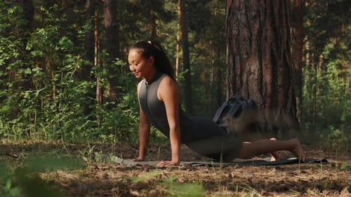 Young Woman Doing Yoga in the Forest