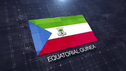 Animated Equatorial Guinea Flag Waving on Digital Background
