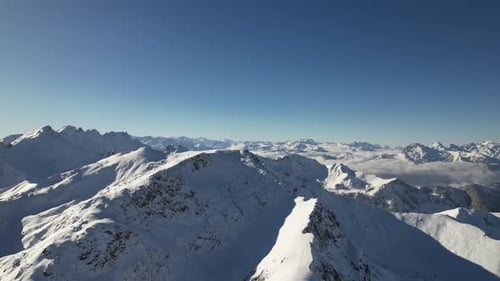 Stunning view over the snowy winterwonderland in Malbun Liechtenstei.