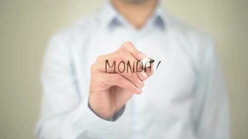 Hand Writing Monday on Transparent Surface