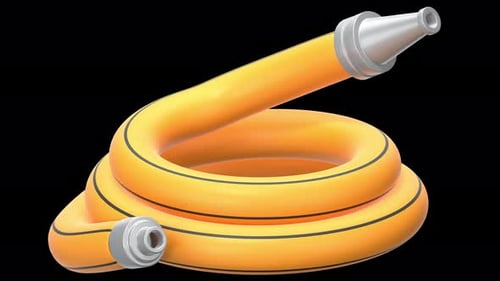 water hose 3D Animation, Alpha Channel, Transparent Background