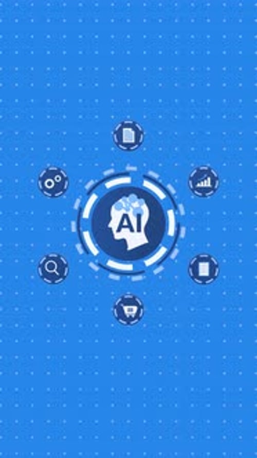 Animação vertical de IA e aprendizado de máquina para tecnologia e inovação.