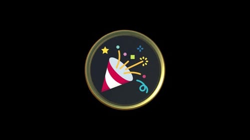 Golden 3D Rotating Celebration Party Popper Icon