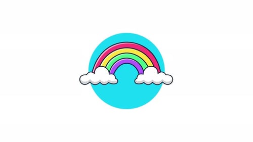 4k Regenbogen mit Wolke. Animationsvideo zum Regenbogen-Konzept