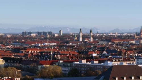 Aerial View of the Cityscape in Munich Germany