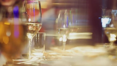 close-up wine glasses. video on the topic of parties with alcohol consumption