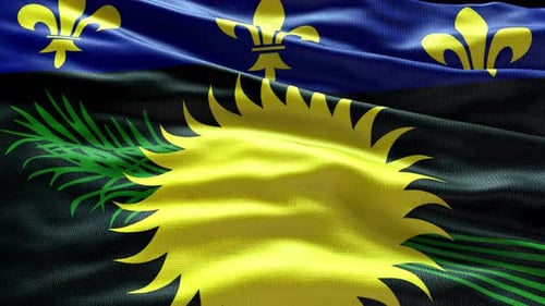 Waving Flag of Guadeloupe with Realistic Fabric Texture
