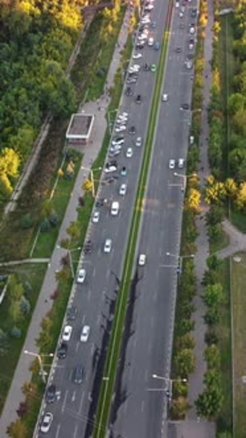 Aerial Busy Kharkiv City Downtown Streets Tilt Up