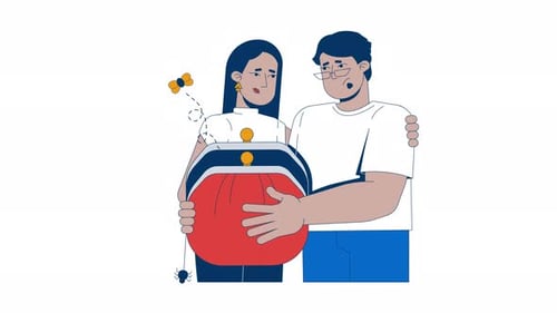 Animated Financial Problem: Empty Purse and Insects