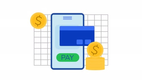 Mobile Phone Online Payment with Credit Card Animation