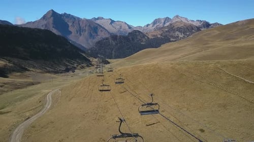Scenic Mountains With Empty Ski Lift on Sunny Day