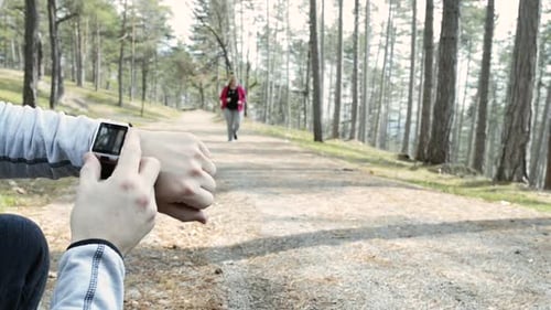 Unrecognizable Fitness Trainer In Park With Overweight Woman Running.