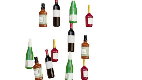 Falling Wine Bottles and Liquor Cascade