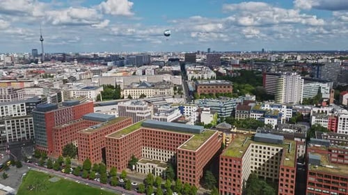 Aerial view of the Mitte district in Berlin, Germany.