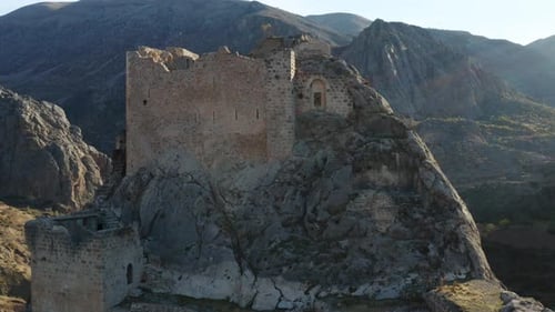 Aerial View of Kahta Castle in Adıyaman Province of Turkey - drone shot