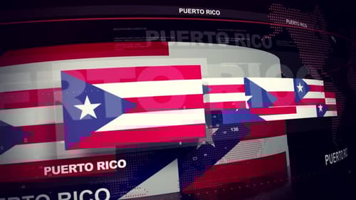 Animated 3D Puerto Rico Flag with Global Data Display