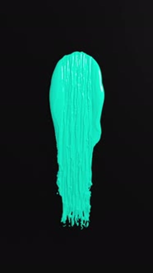 Glossy turquoise paint stroke on black background
