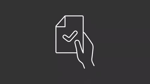 Animated Document Approval Icon With Hand Line Art