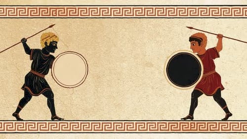 Ancient Greek Style Warriors Battle Scene