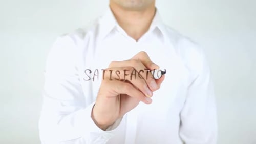 Satisfaction, Man Writing on Glass