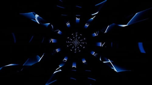 Futuristic Tunnel in Constant Rotation Illuminated By Vibrant Neon Lights