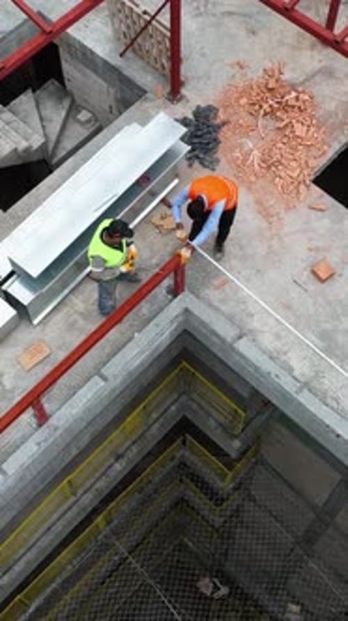 Vertical Video Aerial View Construction Site Work on Site