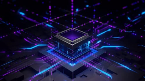 Futuristic Digital CPU Processing Data Network