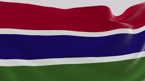 The Gambia National Flag Realistic Waving Animation
