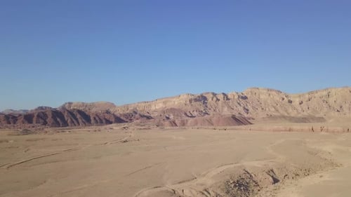 Dry Desert landscape, low pass aerial view