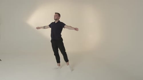 Dynamic Dance Pose Captured Beautifully in a Lively Studio Setting Brimming with Energy