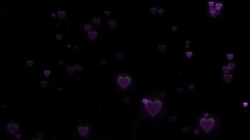 Floating Purple Glowing Hearts Loop Background