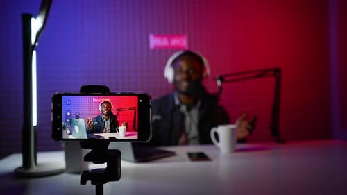 A Video Blogger Records Content in His Studio