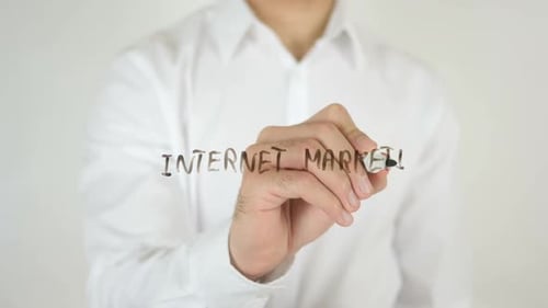 Internet Marketing Written on Glass by Hand
