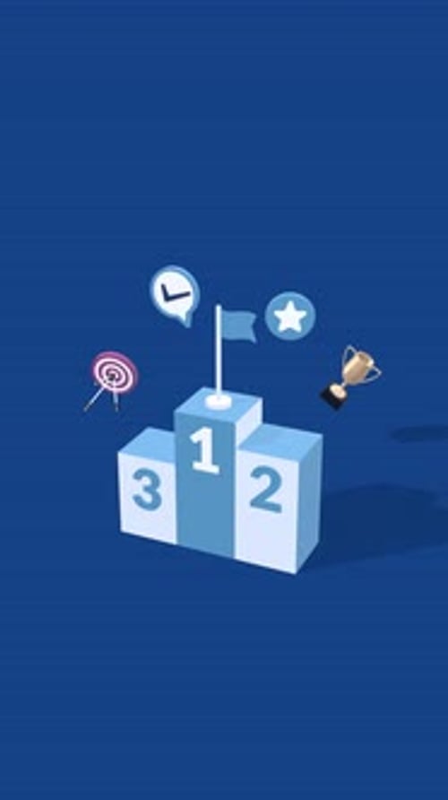 Isometric Podium Animation with Success and Ranking Icons
