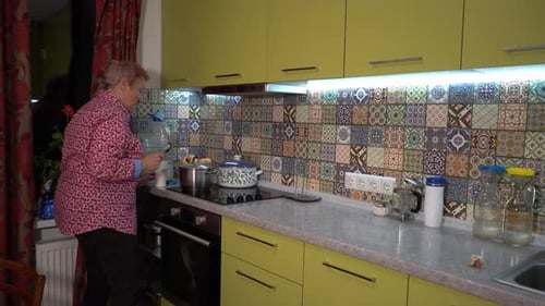 Senior Woman Cooking in a Modern Kitchen