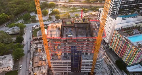 Miami Florida USA Big City Urban Landscape at Sunset Developing American Megapolis with New Highrise