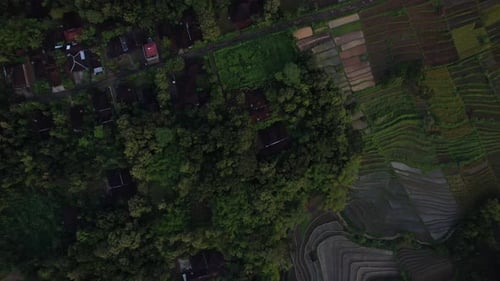Aerial view of Village Slogohimo Wonogiri in Morning, Central Java, Indonesia