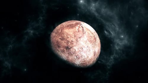 Rotating Realistic Planet in Deep Space Nebula Background