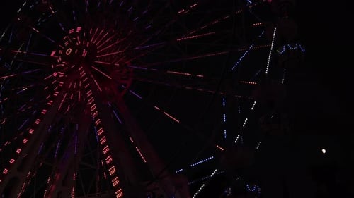 Beautiful Ferris Wheel Swing At Night In Amusement Park 2