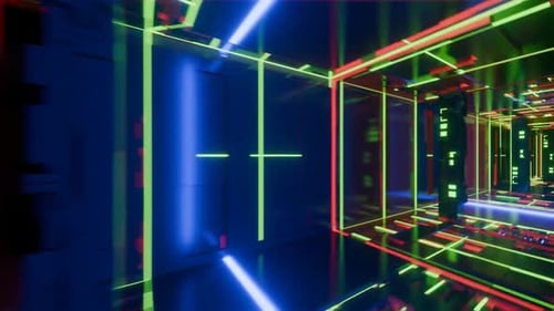 Futuristic Neon Background with Glowing Lines and Vibrant Colors Endless Loop
