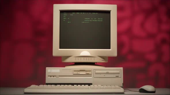 Retro Pc with Loading Code Console Programmer Making Scripts Green ...