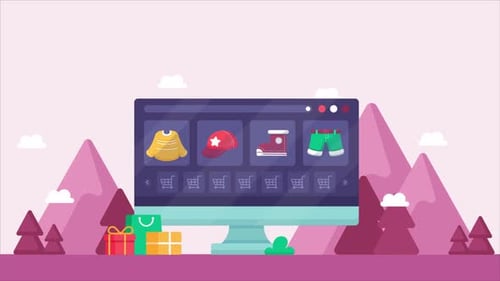 Flat Design E-commerce Online Shopping Animation