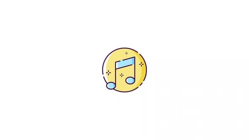 Animated Flat Design Music Note Pulsating Icon