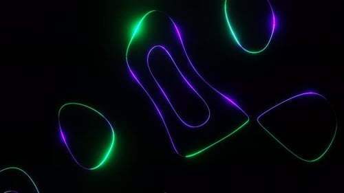 Turquoise And Purple On Black Abstract Neon Glowing Moving Background Vj Loop Animation In 4K