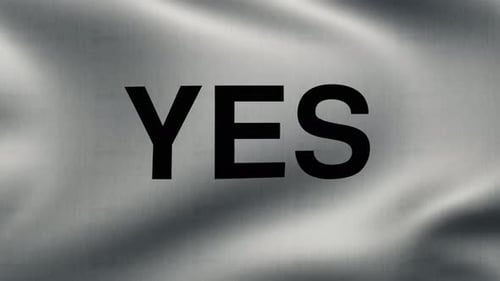 Animated YES Text on Waving Fabric Background