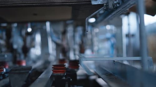 Fermeture de l'automate d'emballage en carton de l'entrepôt dans une usine technologique. Métal moderne