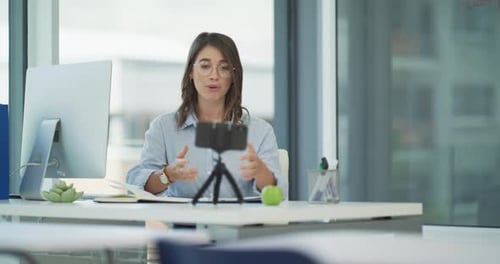 Woman Presents Business Data Via Video Call